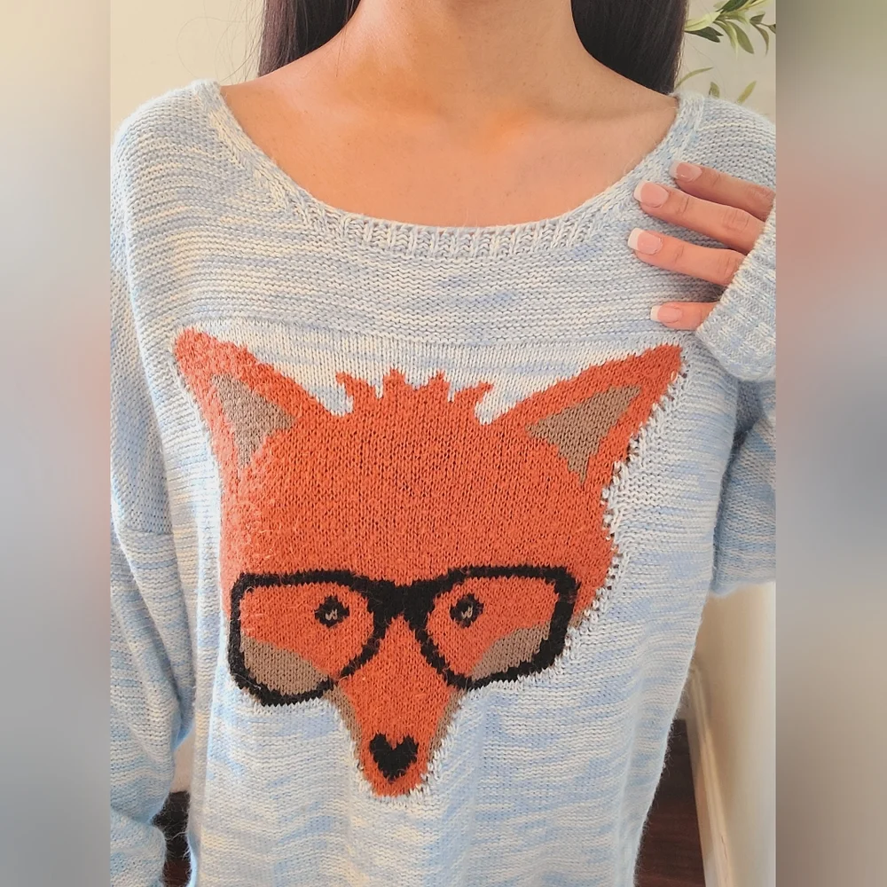 Women's Blue Fox Sweater - Picture 2 of 12